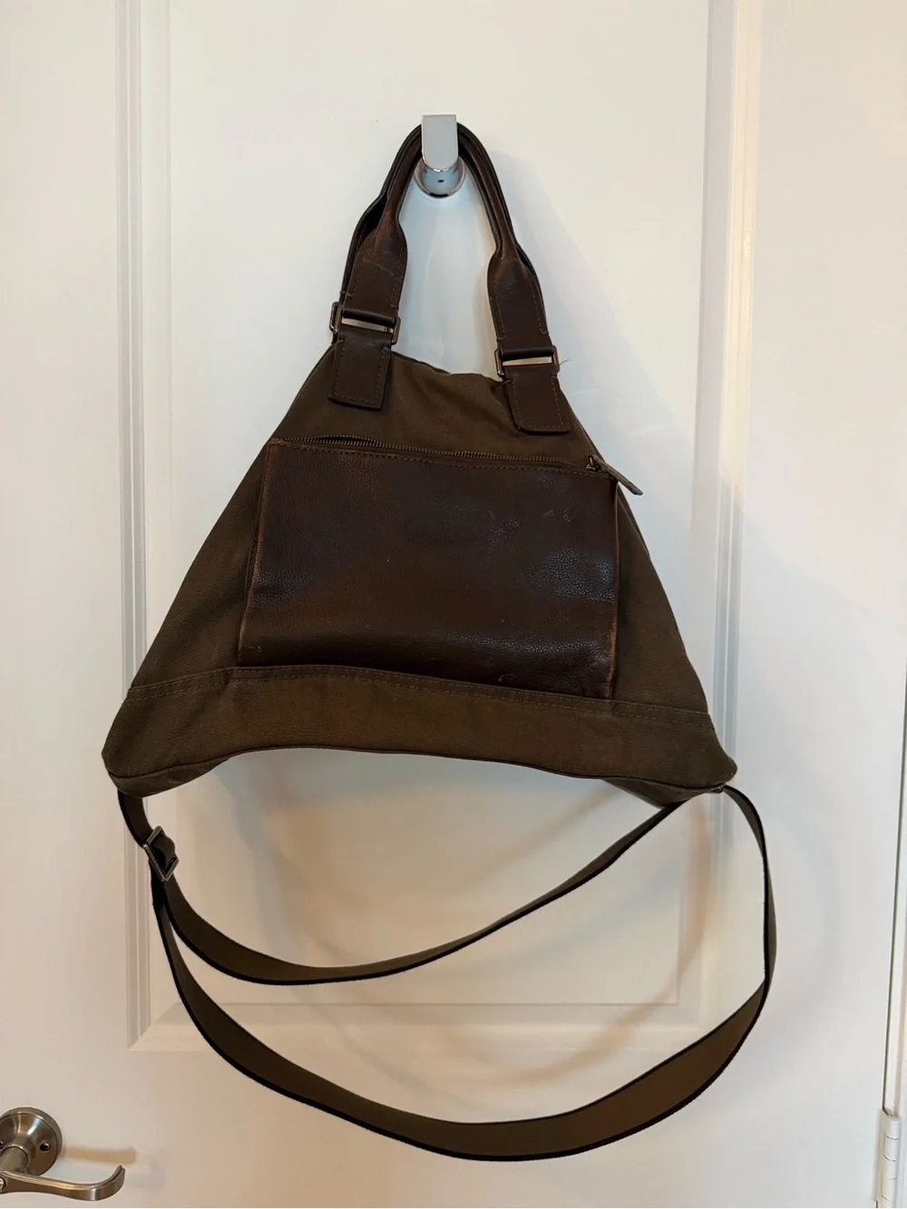 Lacoste… Brown Canvas Crossbody Tote Bag